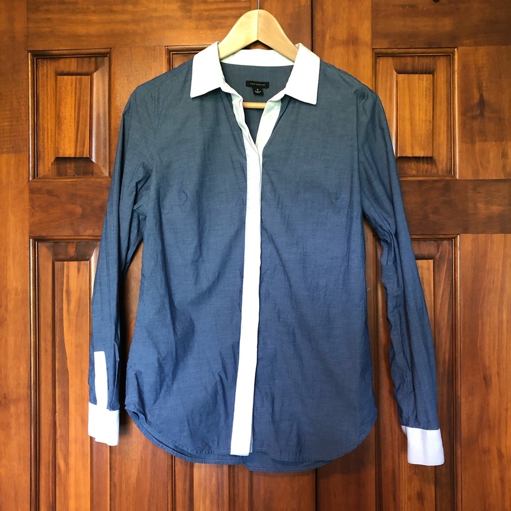 *3/$15* Ann Taylor Button Down Chambray Shirt S